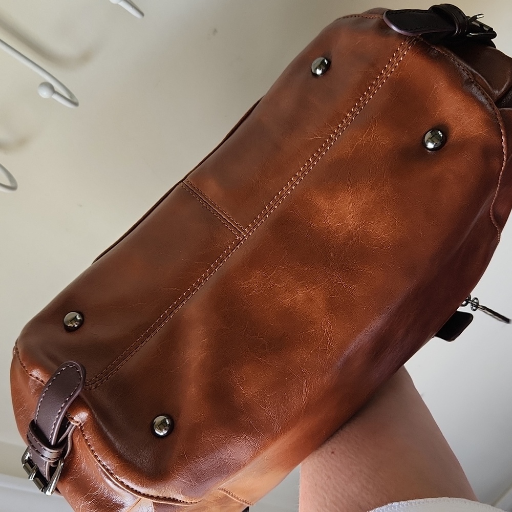 Xidibaoluo Faux Leather Satchel Purse tan brown boho - Picture 9 of 15